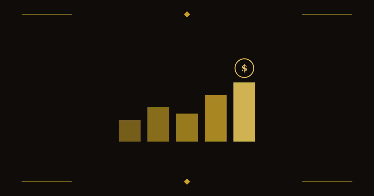 Rising bar chart with a dollar sign