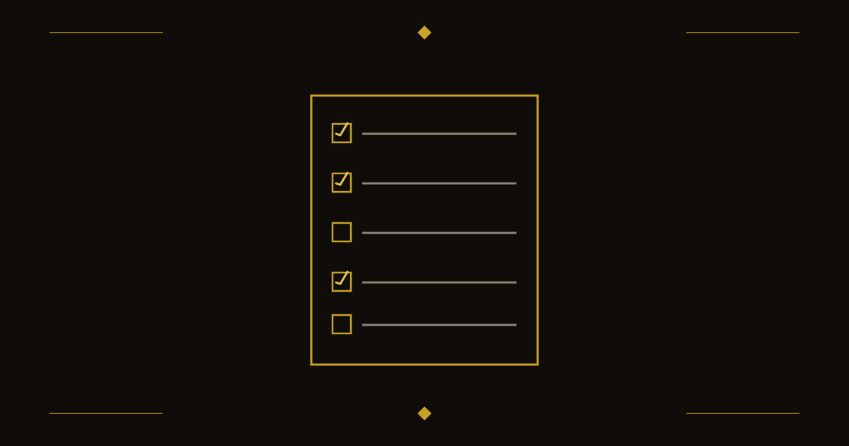 Checklist document representing bonus terms